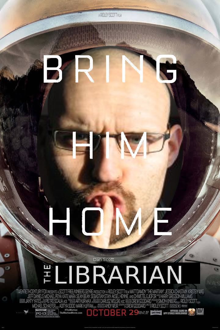 The Librarian (a modified version of The Martian book cover)
